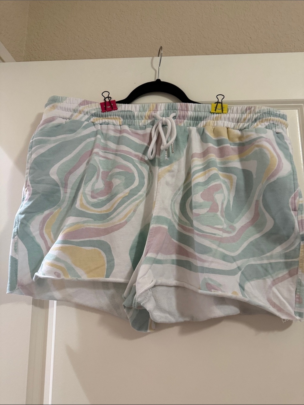flirtitude Pastel Swirl Drawstring Athletic Shorts
